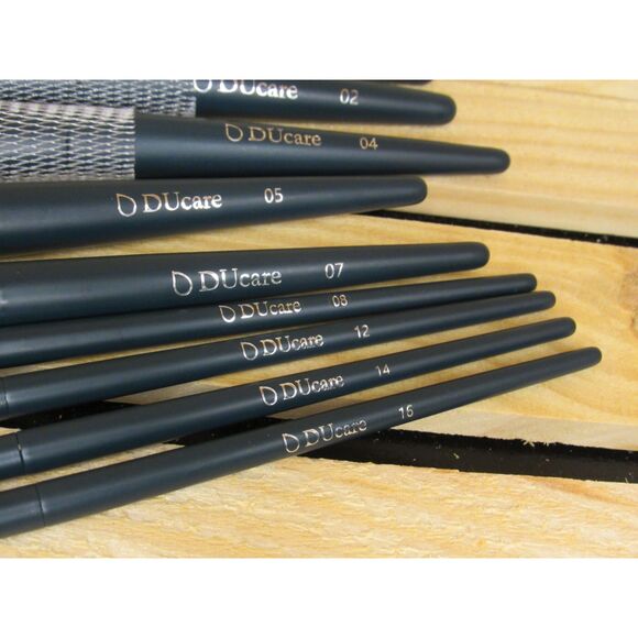 DuCare Dark Turquoise Orchid 9 Piece Cosmetic Brush Set - Picture 5 of 7